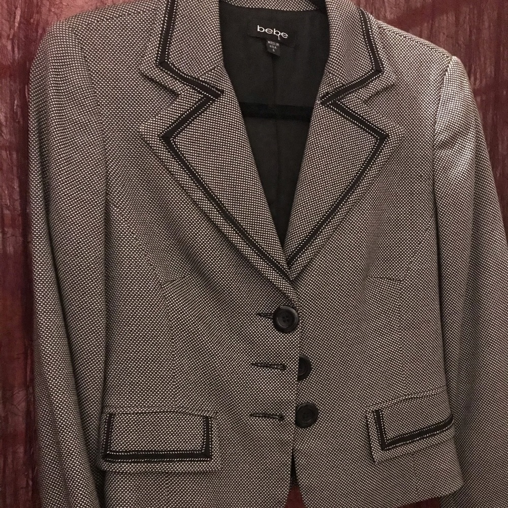 Bebe Black and white polkadotted blazer